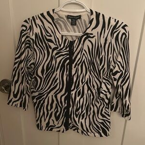 Zebra Print Designers Originals cardigan, size petite small